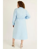 June + Vie Plus Size June + Vie Collared Midi Wrap Dress