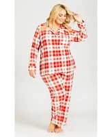 Avenue Plus Button Check Fleece Sleep Top