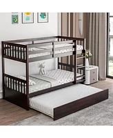 Gouun Twin Over Twin Bunk Bed with Pull-out Trundle and Ladder