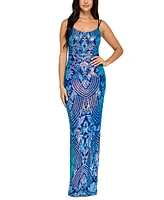 Emerald Sundae Juniors' Sequined Side-Slit Gown, Created for Macy's