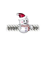 Bling Jewelry Christmas Charm Bead Red Santa Hat & Snowman for Bracelet Sterling Silver