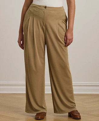 Lauren Ralph Plus Stretch Jersey Wide-Leg Pants