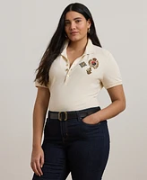 Lauren Ralph Plus Embellished Patch Polo Shirt