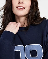 Madden Girl Juniors' Patch Crewneck Fleece Sweatshirt