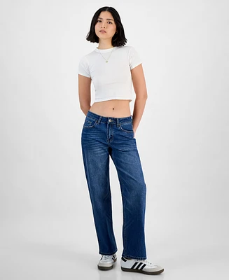 Gogo Jeans Juniors' Dream Fit Mid Rise Wide-Leg Denim