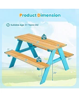 Gouun Children Outdoor Wooden Table with Bench Seats for Indoor and Outdoor Use