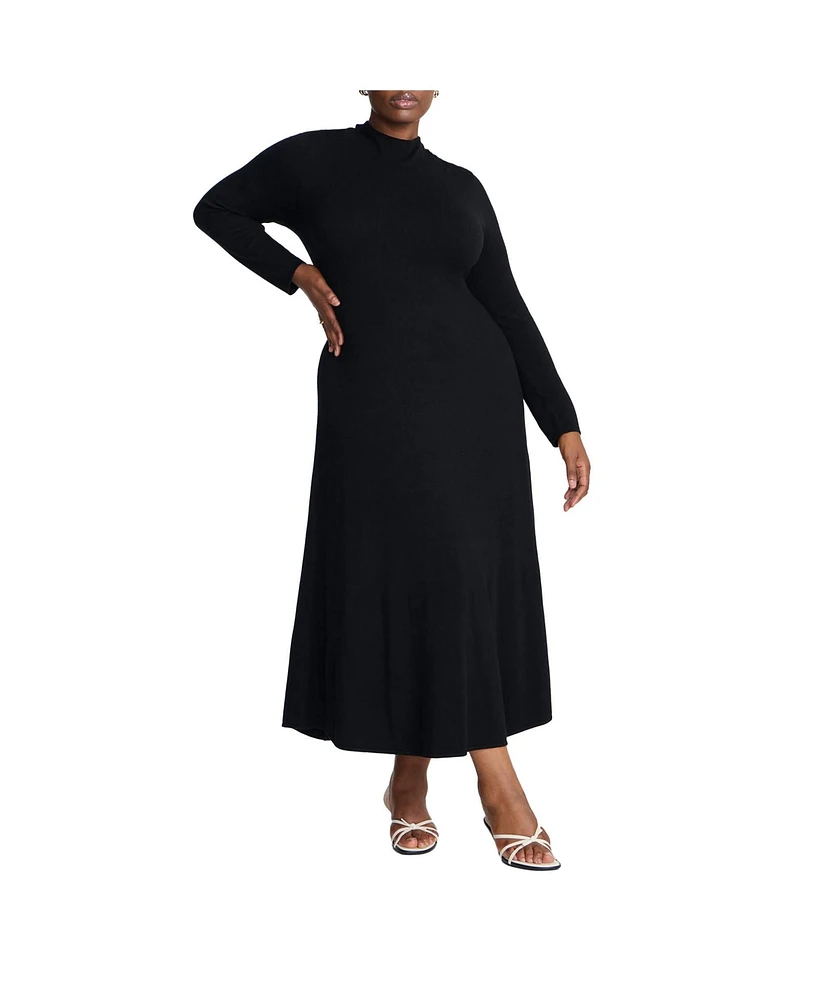 Eloquii Plus Elements Funnel Neck Midi Sweater Dress