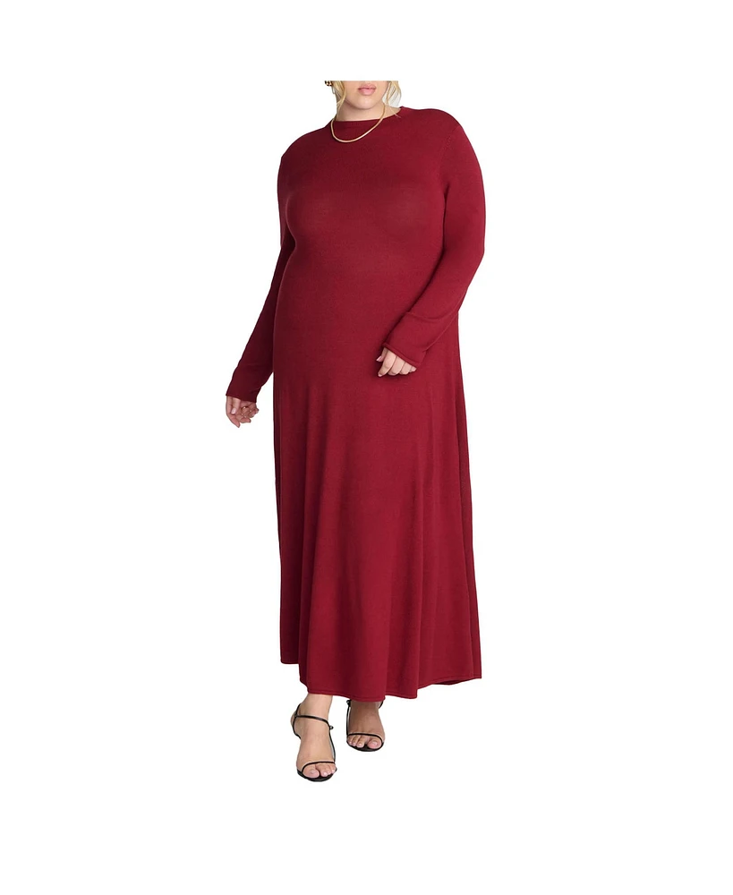 Eloquii Plus Size Elements Funnel Neck Midi Sweater Dress