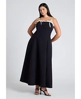 Eloquii Plus Bow Straps Maxi Flare Dress
