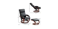 Slickblue Adjustable Faux Leather Electric Remote Massage Recliner Chair with Ottoman