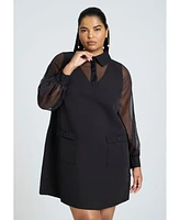 Eloquii Plus Size Sheer Sleeve Shirt Dress