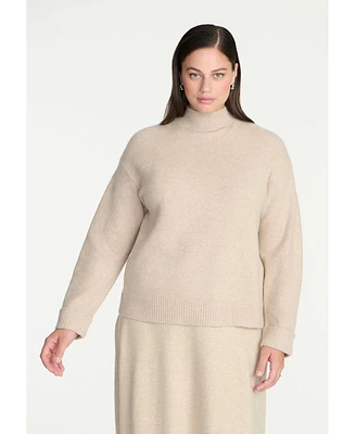 Eloquii Plus Size Elements Cuffed Mock Neck Sweater