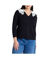 Eloquii Plus Lace Collar Sweater