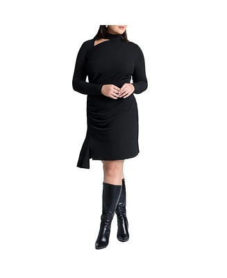 Eloquii Plus Scarf Neck Jersey Mini Dress