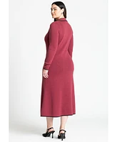 Eloquii Plus Size Ribbed Sweater Dress With Collar