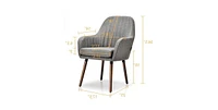 Slickblue Set of 2 Retro Grey Linen Upholstered Accent Chair with Stylish Wood Legs