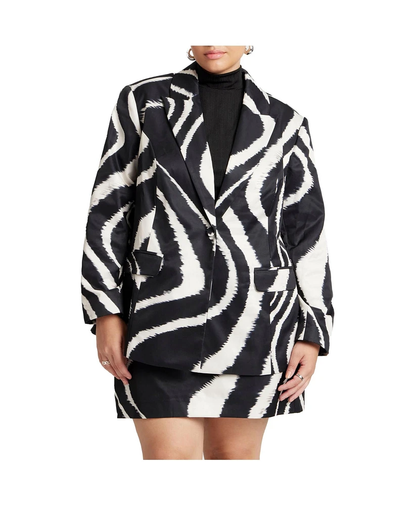 Eloquii Plus Size Oversized Printed Blazer