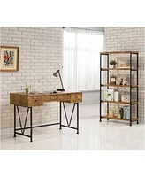 Slickblue Farmhouse Rustic Home Office 3 Drawer Writing Desk