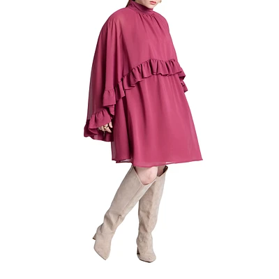 Eloquii Women's Plus Cape Ruffle Mini Dress