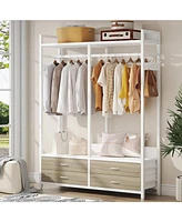 Slickblue Freestanding Garment Rack with Clothes Hanging Rod and 4 Storage Drawers Organized and Functional