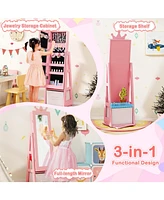 Gouun Kids Jewelry Armoire Cabinet with Large Storage Capacity and Swivel Base