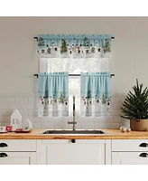 No. 918 Holiday Wonderland Semi-Sheer Rod Pocket Kitchen Curtain Tier Pair