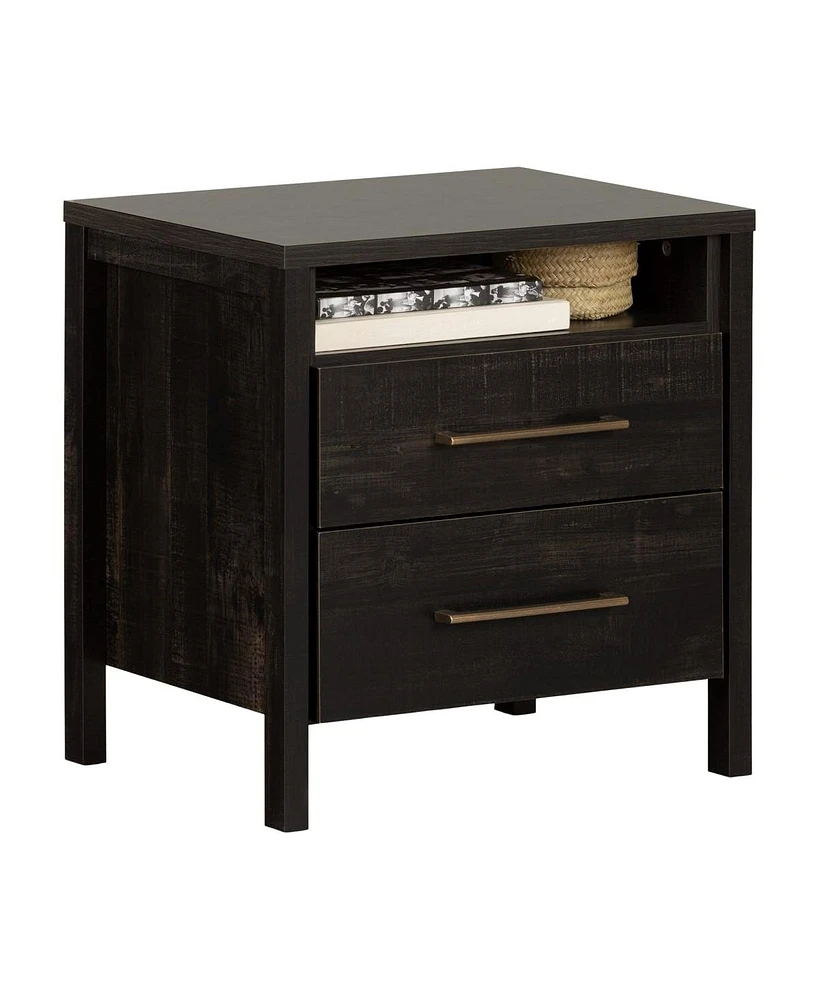 Slickblue Modern Java 2 Drawer Nightstand Cubby Storage Shelf