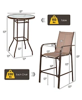 Gouun 3 Pieces Outdoor Patio Bar Table Stool Set