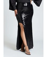 Eloquii Plus Size Dramatic Maxi Sequin Skirt With Slit