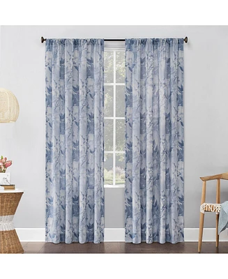 Hilary Watercolor Floral Linen Blend Semi-Sheer Rod Pocket Curtain Panel