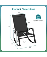 Gouun 2 Pieces Patio Rocking Chairs Outdoor Sling Fabric Rockers with Ergonomic Backrest and Seat