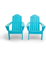 Slickblue All-Weather Recycled Blue Poly Plastic Outdoor Patio Adirondack Chairs Durable & Stylish Set of 2