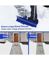 Skonyon Snow Shovel with Wheels Snow Pusher for Driveway and Sidewalk Snow Removal