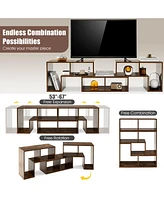 Gouun 3 Pieces Console Tv Stand for TVs up to 65 Inch with Shelves