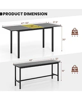 Gouun 3 Piece Dining Table Set for 4-6 with 2 Benches