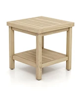 Gouun 2-Tier Outdoor Side Table with Shelf for Porch Deck Garden