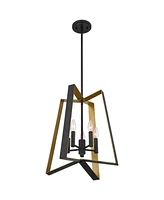 Possini Euro Design Clara 16" Modern Pendant Chandelier Ceiling Light Fixture Dining Room Over Table Kitchen Island Foyer Hanging 4-Light Black Gold F