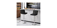 Slickblue Set of 2 Faux Leather Barstool with Low Back Swivel Seat