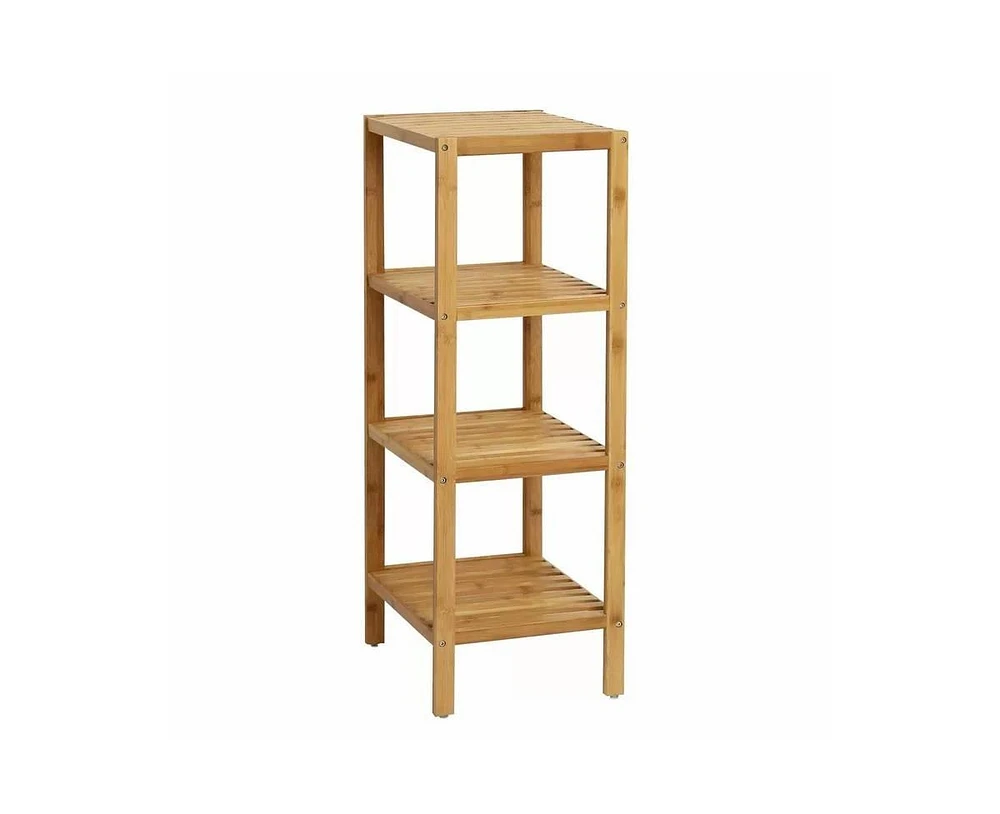 Slickblue Solid Wood 4-Tier Bathroom Storage Shelving Unit for Organized Space