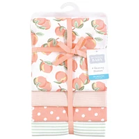 Hudson Baby Infant Girl Cotton Poly Flannel Receiving Blankets, Sweet Peach, One Size