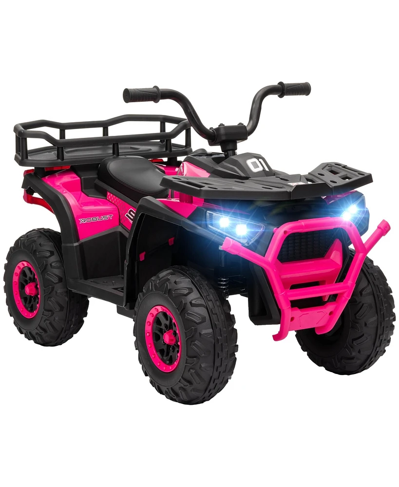 Qaba 12V Kids Atv, 4 Wheeler with Spring Suspension, Storage,