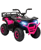 Qaba 12V Kids Atv, 4 Wheeler with Spring Suspension, Storage,