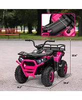 Qaba 12V Kids Atv, 4 Wheeler with Spring Suspension, Storage,