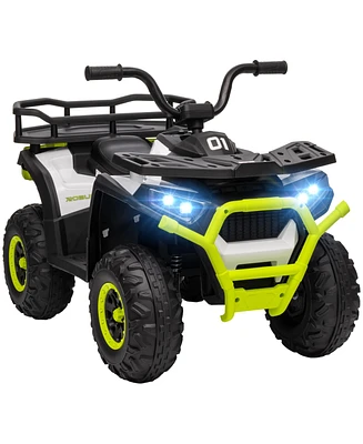 Qaba 12V Kids Atv, 4 Wheeler with Spring Suspension, Storage,