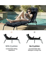 Gouun Outdoor Lounge Chaise Cushion with String Ties for Garden Poolside