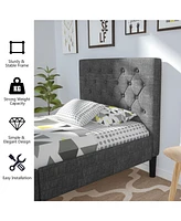 Gouun Upholstered Bed Base with Button Stitched Headboard