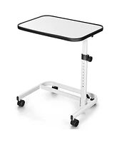 Gouun Rolling Overbed Bedside Table with 9-Level Adjustable Height
