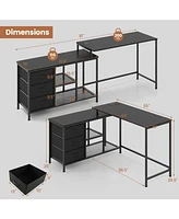 Gouun L-shaped Computer Desk with Power Outlet for Working Studying Gaming