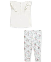 Polo Ralph Lauren Baby Cotton Ruffled Top & Floral Leggings Set