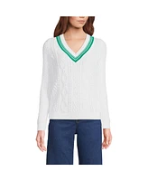 Lands' End Women's Drifter Cable V-Neck Sweater